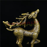 Solid Copper Sika Deer Trinket Vintage Hand Carved Bronze Model Figurines