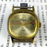 33mm China Made Manual Mechanical Watch Single Calendar Golden Dial Square Case