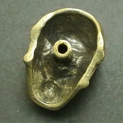 Hand-carved solid copper skull trinket, vintage pilot's bronze figurine for collectors.