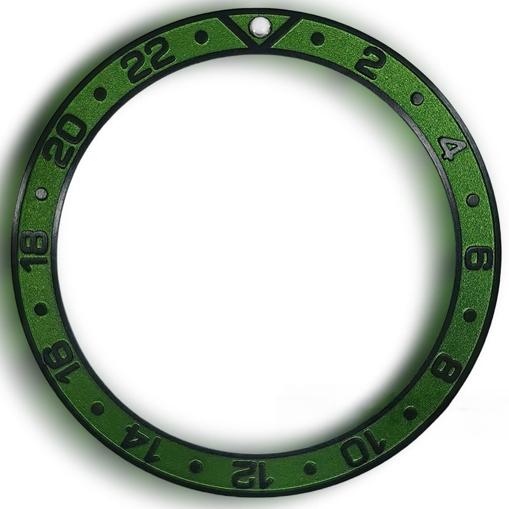 38X30.7Mm Green Aluminum Watch Bezel Black Raised Font Watch Part