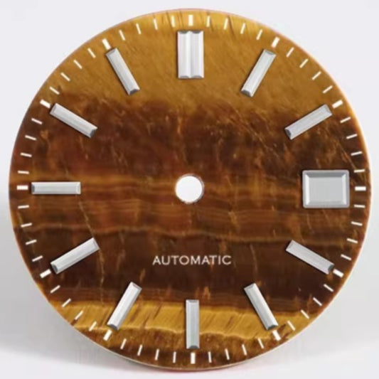 Natural Tiger's Eye stone watch dial 28.5mm for NH35 NH36 with no lume, premium dial.