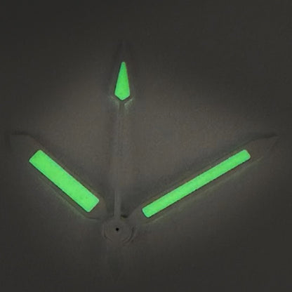 White Trim C3 Green Lume vintage watch hands for NH34/35/36, luminescent and precise replacement parts.