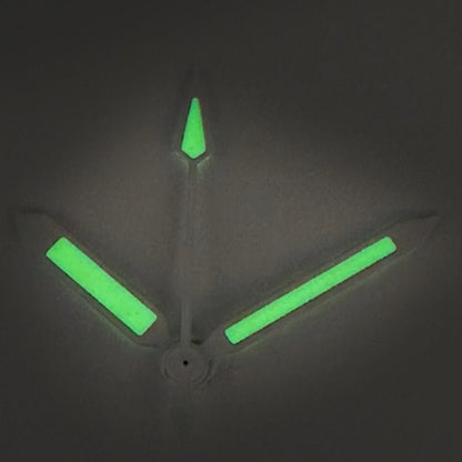White Trim C3 Green Lume vintage watch hands for NH34/NH35 series, improving readability and classic style by Brand.