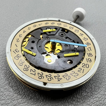 Swiss ISA 8162 golden watch disk with date feature, quartz movement replacement by ISA, ideal for watch repair.