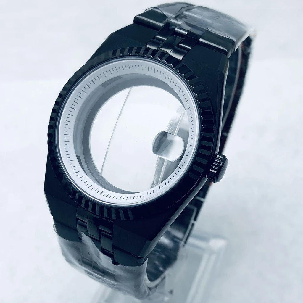 Gold 40mm Land-Dwellwe 904L Watch Case+Strap Sapphire Glass For NH34 NH35 NH36