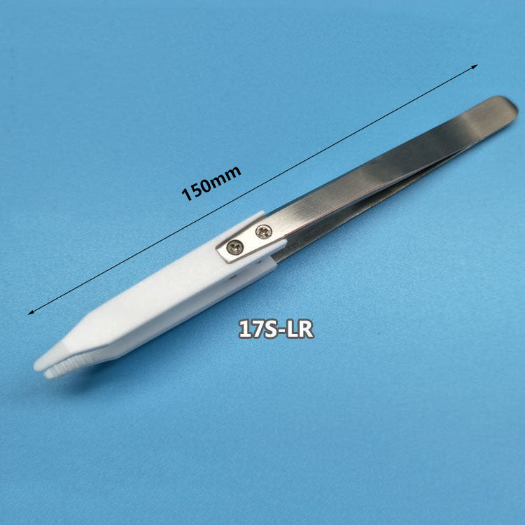 PTFE Teflon pointed tweezer, anti-static and acid resistant, ideal for precision work.
