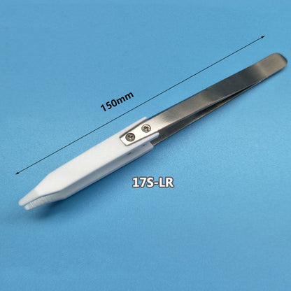 PTFE Teflon pointed tweezer, anti-static and acid resistant, ideal for precision work.