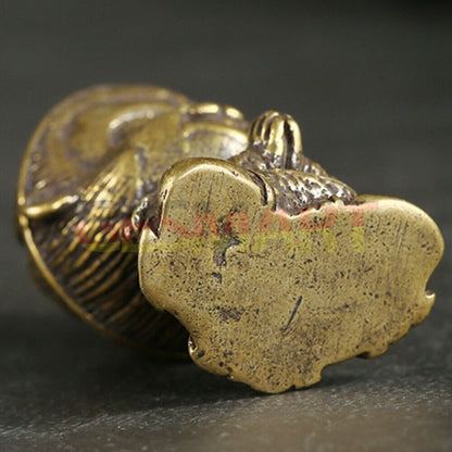 Solid copper Sun WuKong trinket, vintage hand-carved bronze figurine showcasing detailed craftsmanship.