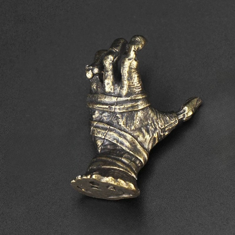 Devil's Left Hand Copper Pendant Solid Brass Gothic Horror Keychain Charm