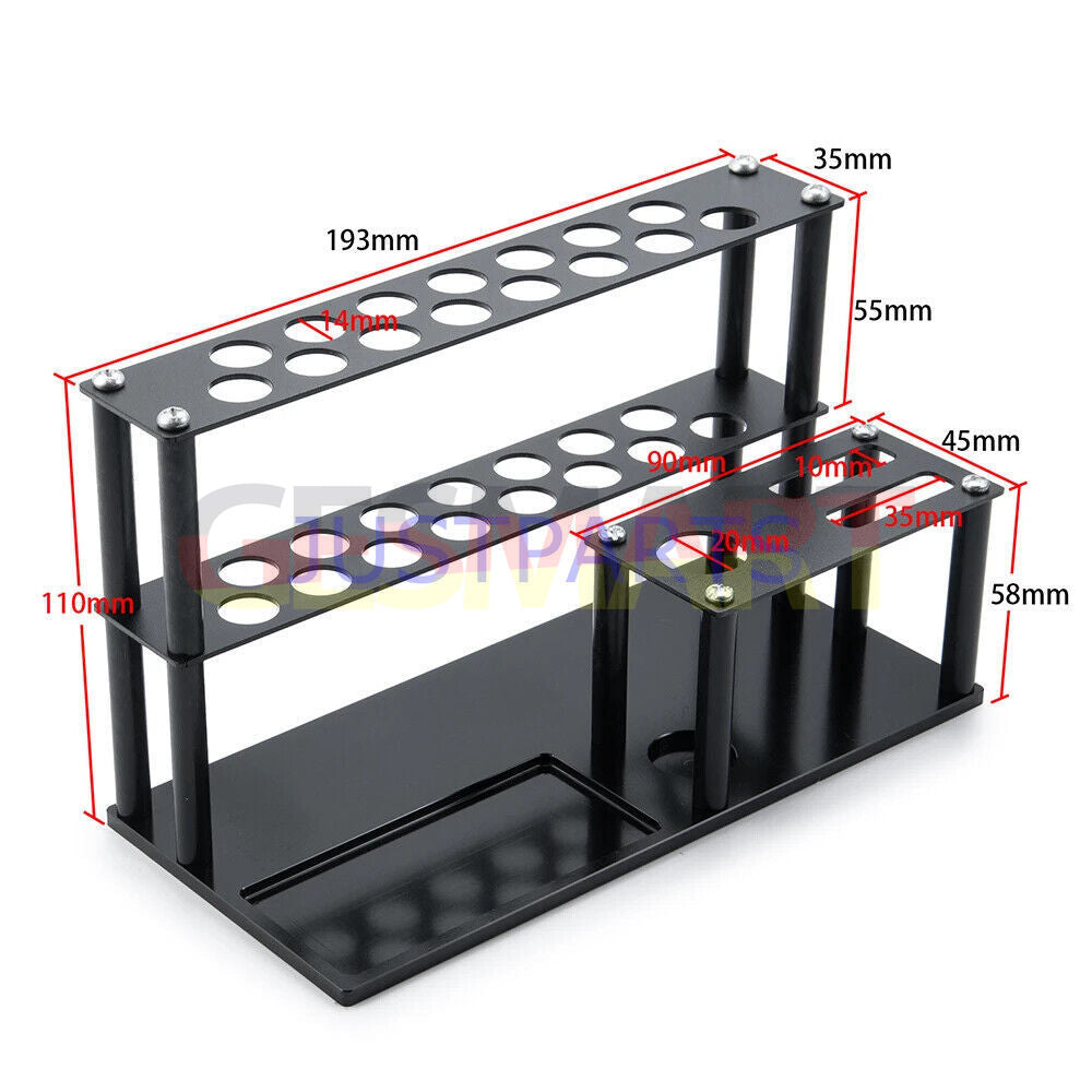 Multifunction metal screwdriver storage rack neatly organizes assorted screwdrivers for easy access.