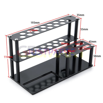 Multifunction metal screwdriver storage rack neatly organizes assorted screwdrivers for easy access.