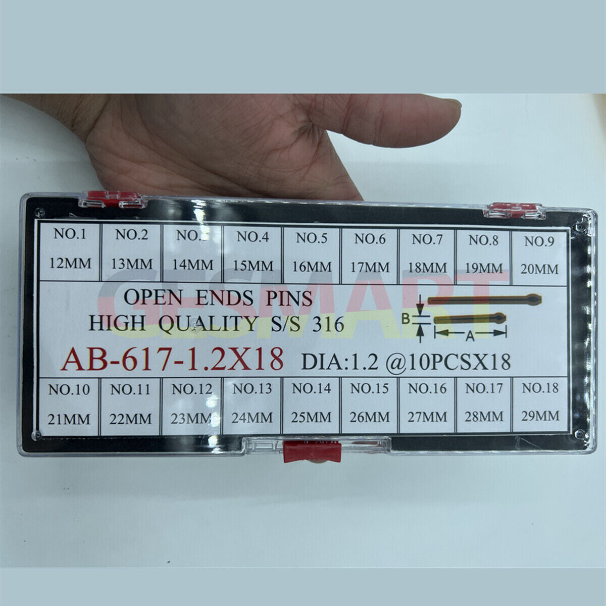 Stainless Steel Open End Pins Kit Dia 1.2mm, Sizes 12-29mm, 180PCS for Watch Accessories