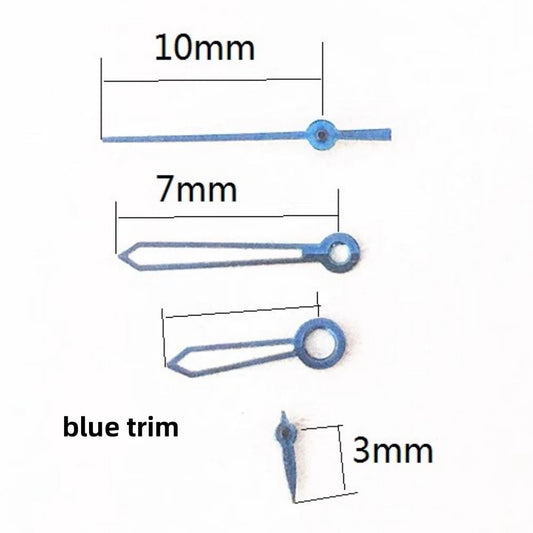Blue 4 Hands 10x7mm with trim, compatible with Seagull ST6 automatic mechanical watch movements.