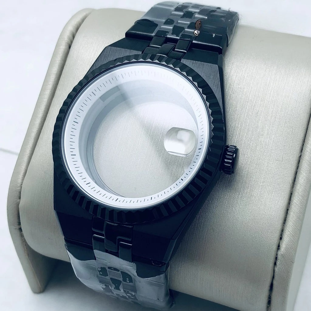 904L Black 40mm Land-Dwellwe Watch Case+Strap Sapphire Glass For NH34 NH35 NH36
