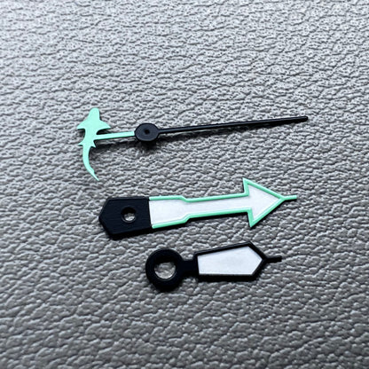 Green and black trimmed watch hands set for NH35A NH36A A72 by Green+Black, precise and stylish replacement.