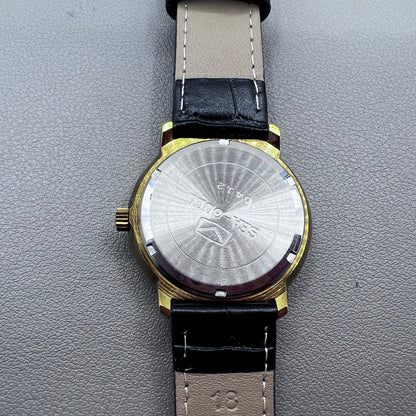 35mm Black Strap Round Golden Case Golden Dial Tianjin Seagull Manual Mechanical Watch