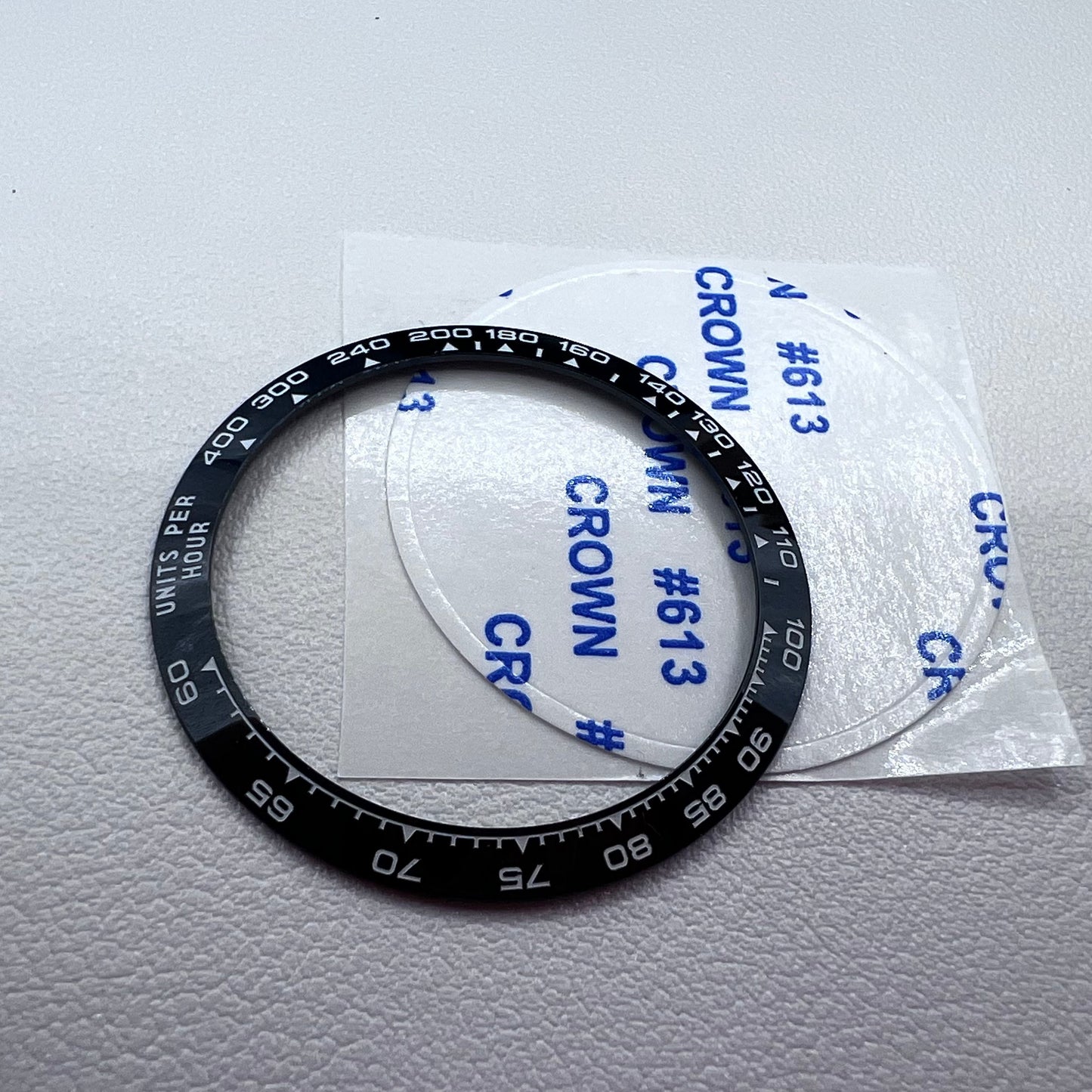 37.65*30.7mm Watch Bezel Ceramic Slope Black Background White Font for Daytona