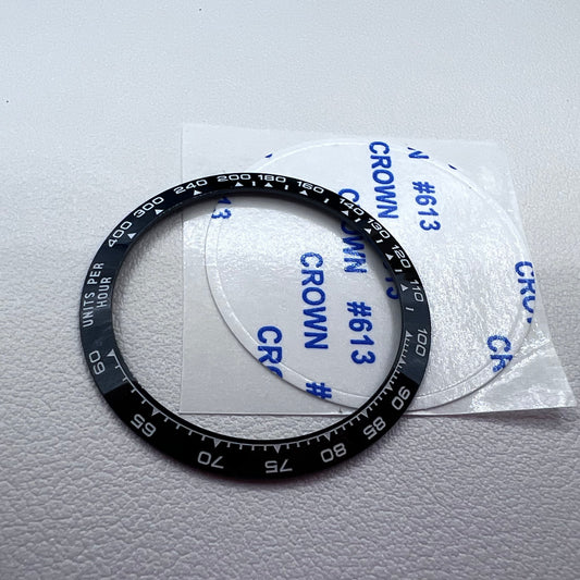 37.65*30.7mm Watch Bezel Ceramic Slope Black Background White Font for Daytona