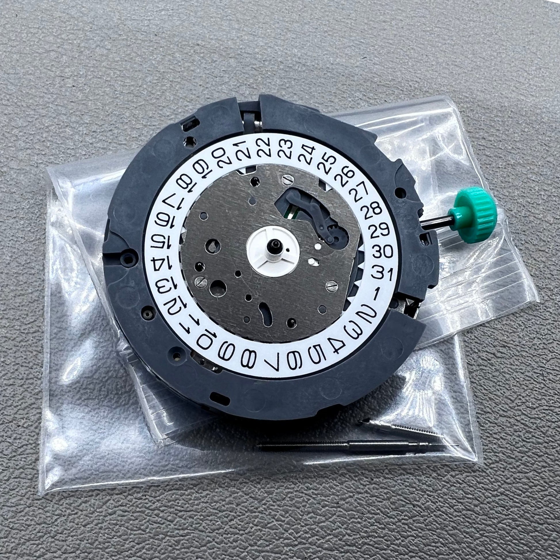 Japan Miyota 0S80 quartz watch movement with date, 1/20 chrono, alarm, and 3 sub-dials for precision timing.