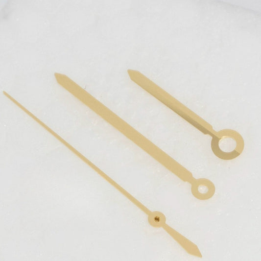 Golden 3 hands set by T099 for ETA C07.111 movement, no lume, perfect for watch modifications.