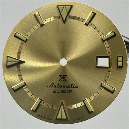 Golden 34mm Datejust watch dial with green lume, golden trim for 8215 8200 movement, luxury timepiece accessory.