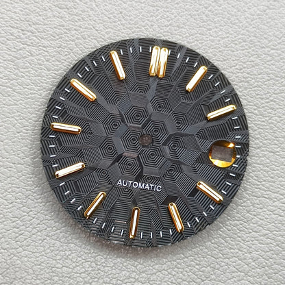 No Logo Black 28.5mm Golden Nail Constructed Lume Watch Dial Fit for NH35 NH36