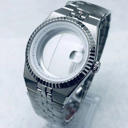 Gold 40mm Land-Dwellwe 904L Watch Case+Strap Sapphire Glass For NH34 NH35 NH36