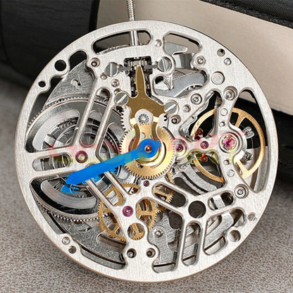 Asian HZ75DOA silver hollow balance wheel highlighting intricate automatic watch movement details and craftsmanship.