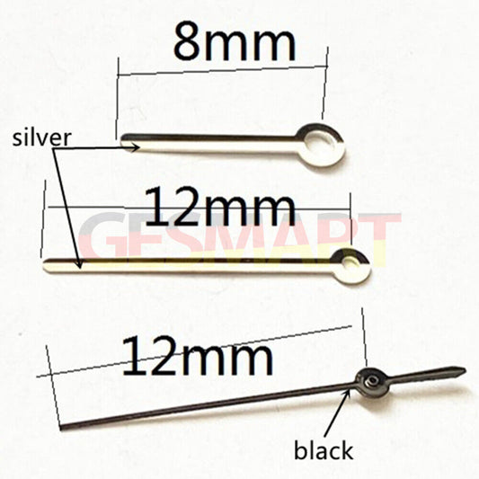 Aiguilles de montre noires de 12 mm pour montres Miyota 2315, 2035, 2036, 2115, 2305