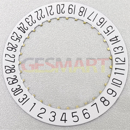 Swiss Made white date disk wheel for ETA2824 watch, date display at 6 o'clock, precision watch part.