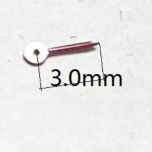 Set of 3 red and silver 3mm second hands for Miyota OS10 OS20 OS30 watch movements.