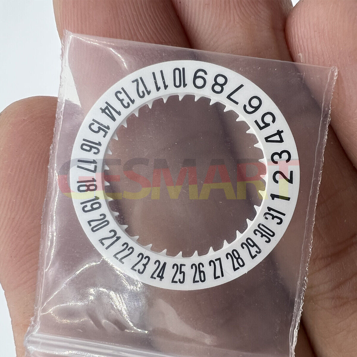 White date disk wheel for NH35 NH36 watch movement, date display positioned at 6 o'clock.