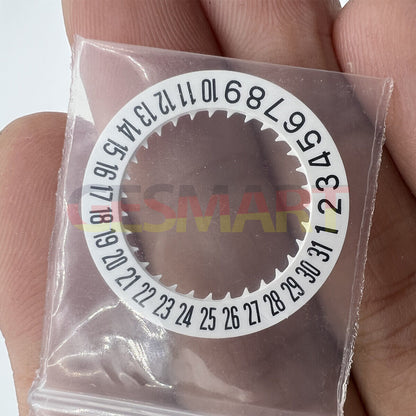 White date disk wheel for NH35 NH36 watch movement, date display positioned at 6 o'clock.