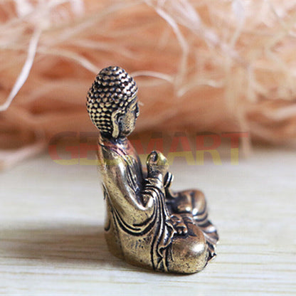 Hand-carved Solid Copper Buddha Tathagata figurine, detailed bronze spiritual decor.