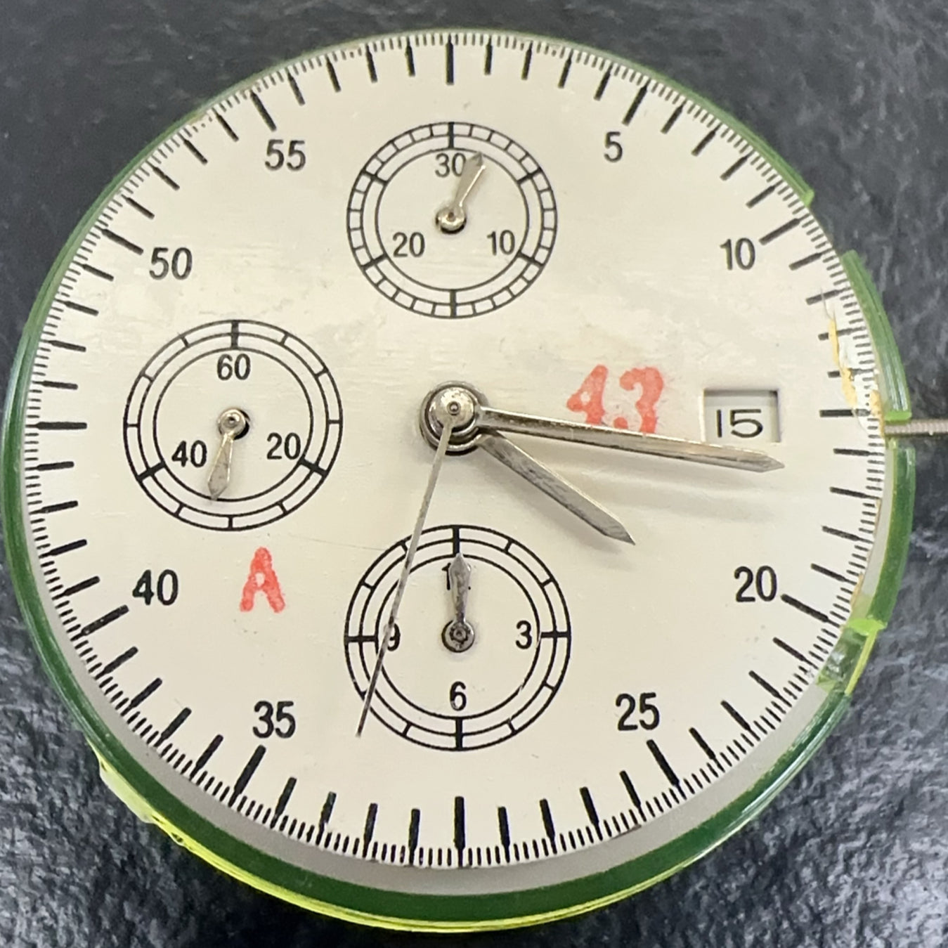 SHANGHAI watch accessory showcasing 7750 mechanical movement with single calendar and small seconds at 9 o'clock.