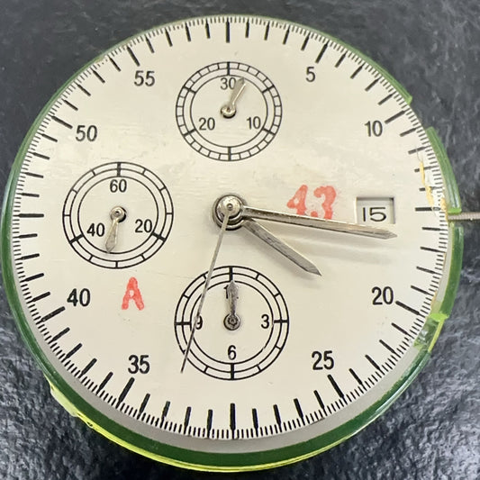 SHANGHAI watch accessory showcasing 7750 mechanical movement with single calendar and small seconds at 9 o'clock.