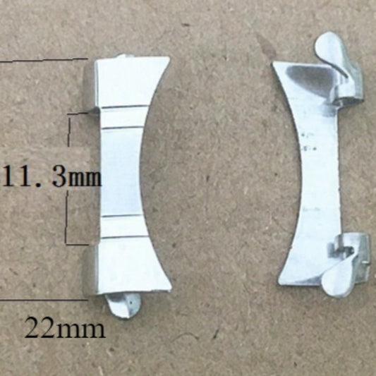 Silber S/S 11,3X22mm Gebogene Endglieder Federstege Armband Uhrenarmband #30