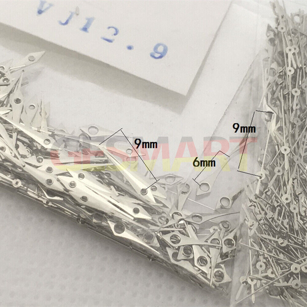 Polished silver 7-10mm watch hands for Epson TMI VJ12 quartz movement, sleek design.