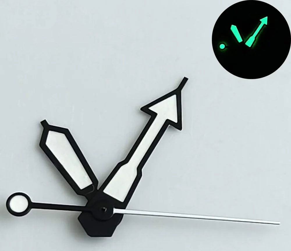 White painted watch hands with black trim for NH35 NH36 7S26 NH70 NH72 movements, Timely brand.