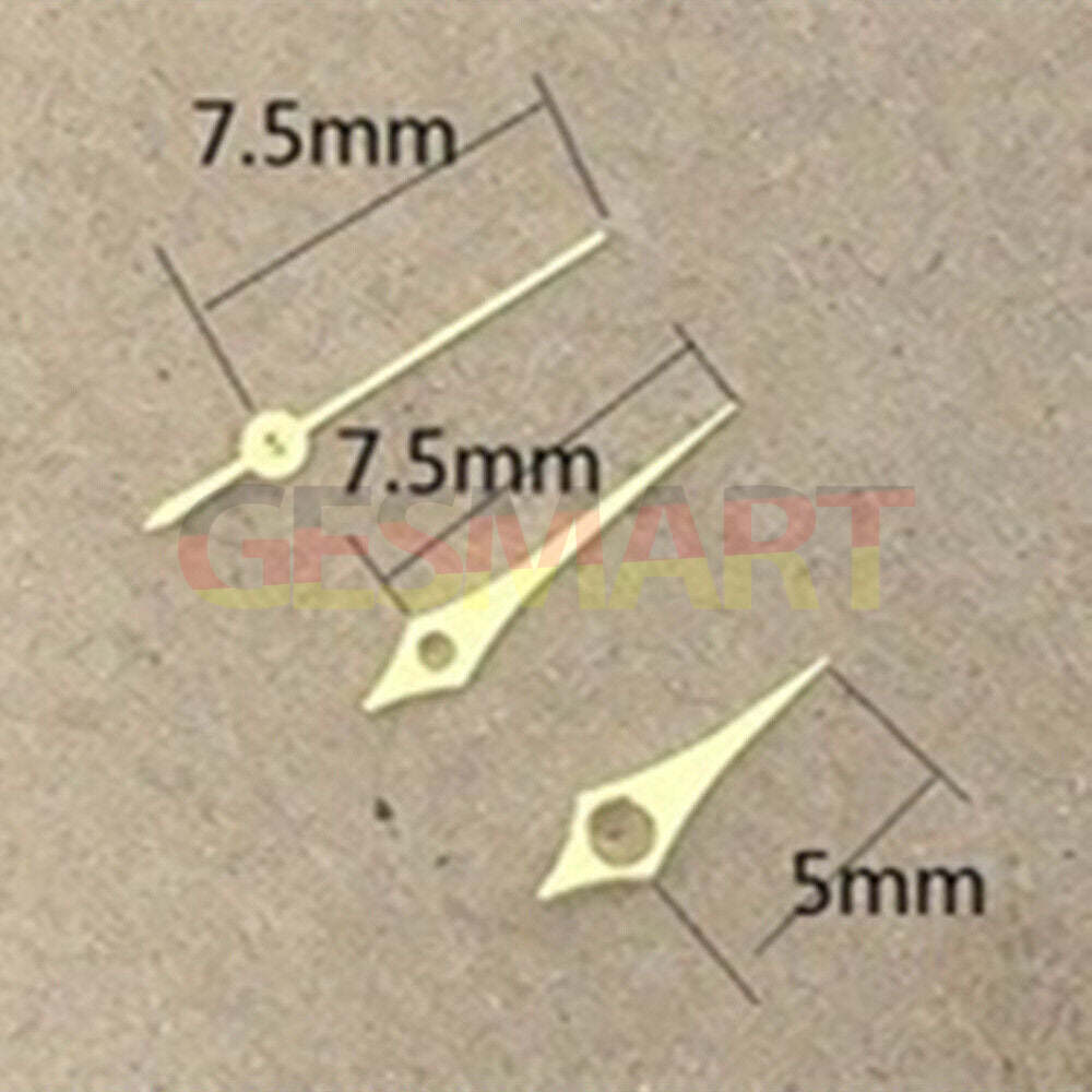 Sleek 7.5mm golden rhombus watch hands by Epson for TMI VJ12 quartz movement, no lume finish