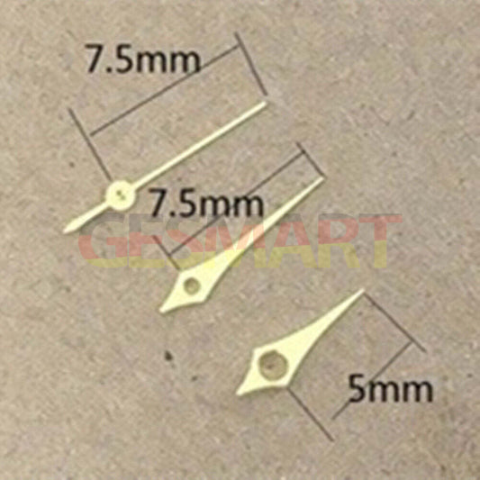 Sleek 7.5mm golden rhombus watch hands by Epson for TMI VJ12 quartz movement, no lume finish