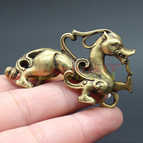 Solid Copper Dragon Trinket Vintage Hand Carved Bronze Model Figurines