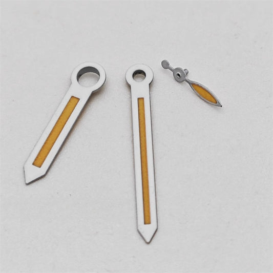 White Trim Lume Orange Painted Watch Hands Set for ETA6497 6498 ST3600 ST3620
