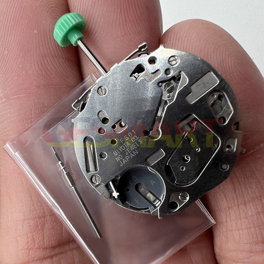 Miyota FS61 chronograph quartz watch movement with date at 4, Japan made precision by Miyota.