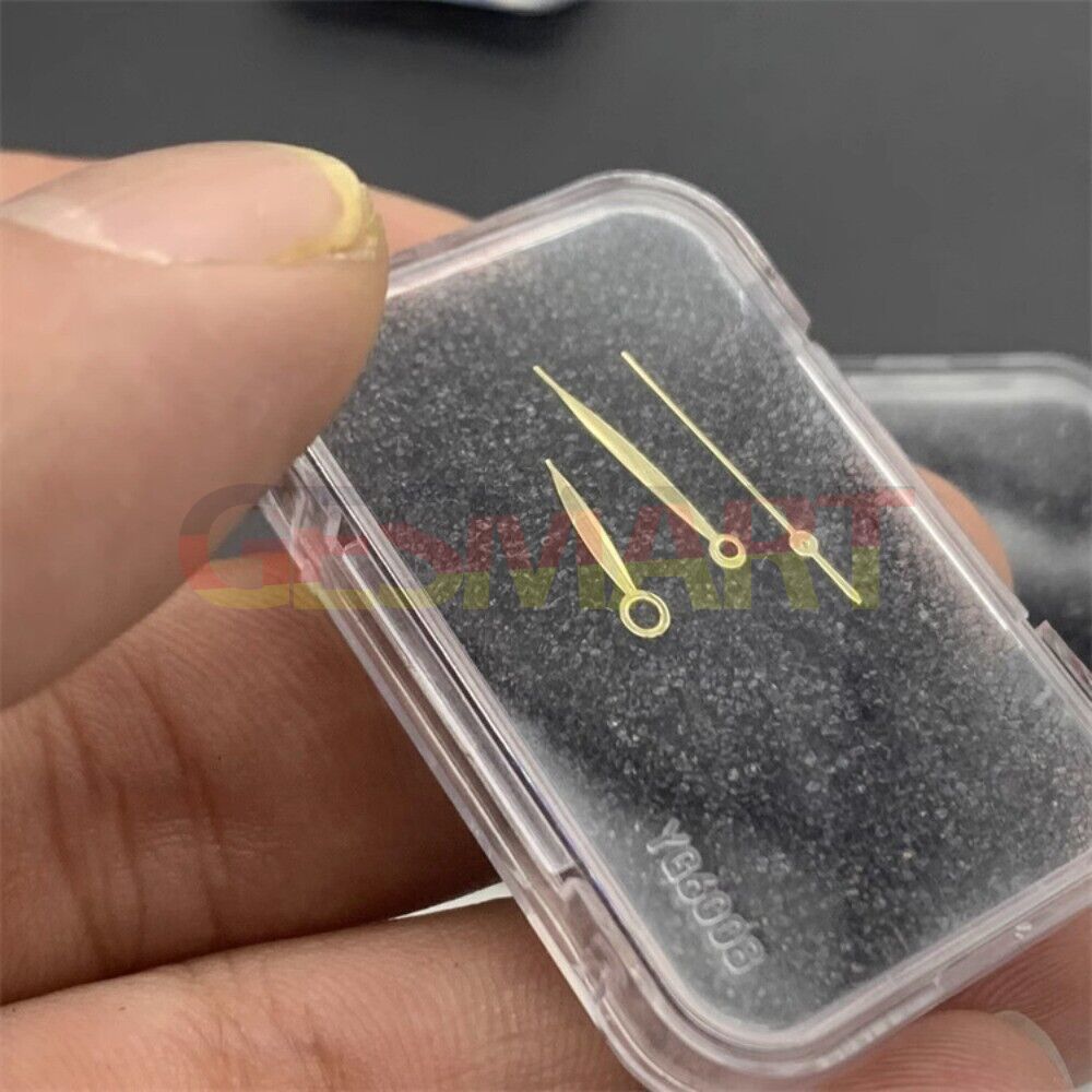 Three-piece men's watch hands set for Miyota 9015, including hour, minute, and second hands.