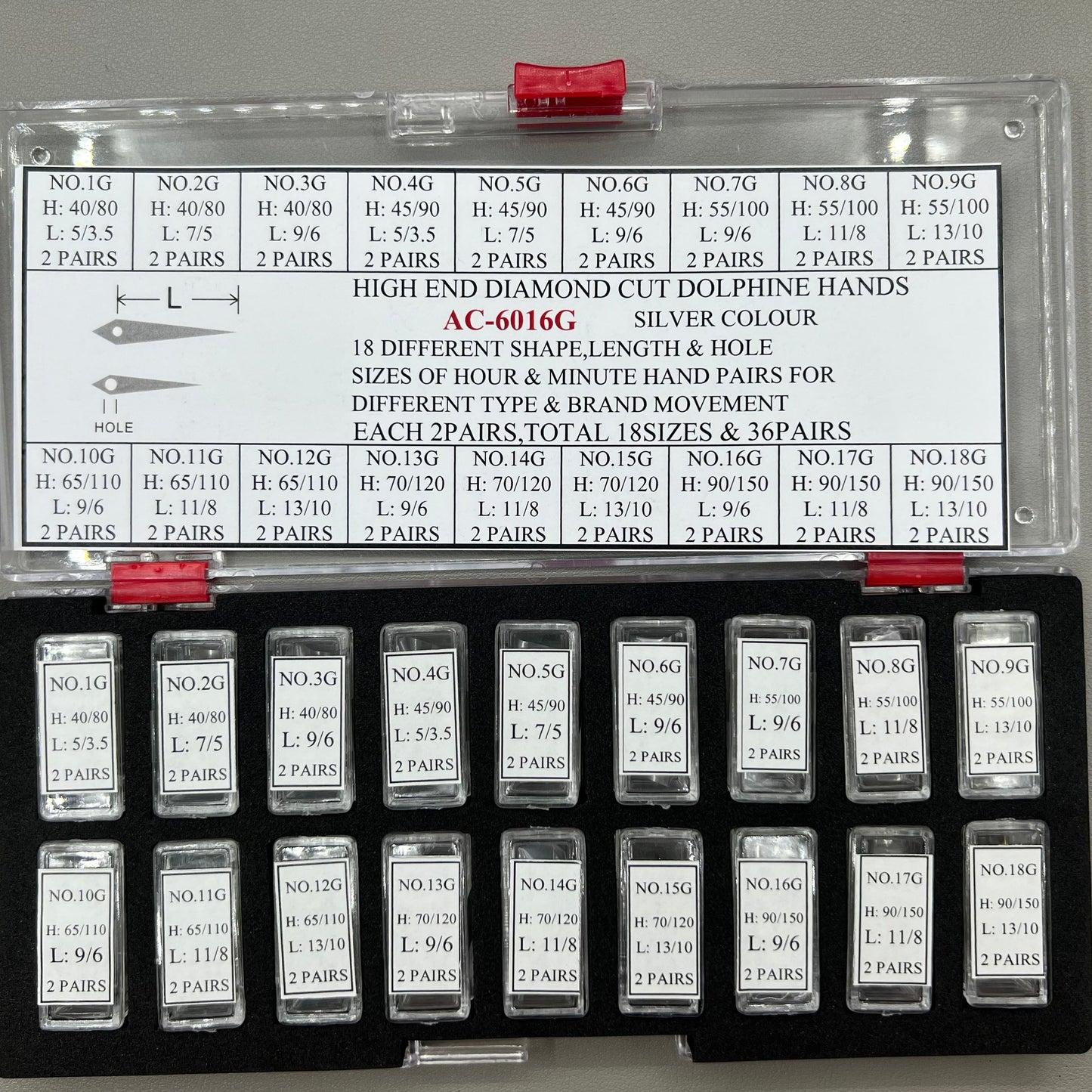 36 Pärchen hochwertig diamantgeschnittene Delfinuhrzeiger goldbeschichtet