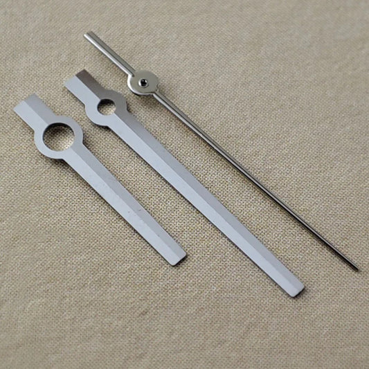 Silver 12.5mm square pointed watch hands with no lume, compatible with NH35/36, NH38, NH72, NH70 movements.