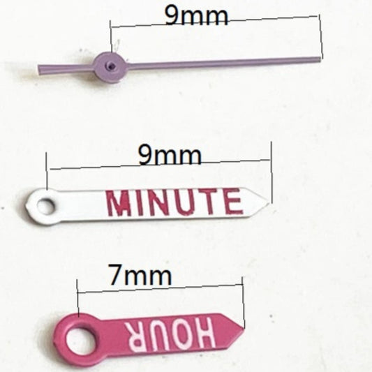 Elegant 9x9x7mm fashion watch hands for Miyota 2035 quartz, perfect for stylish timepiece upgrades.