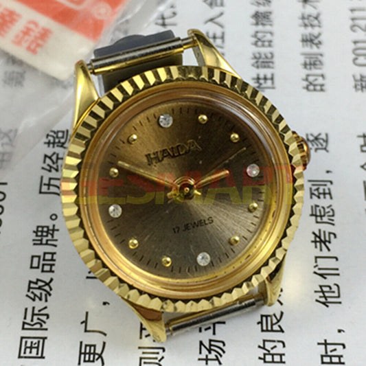 24mm HAIDA Lady Watch with golden nail markers, 17 jewels, and gradient brown dial for elegant timekeeping.