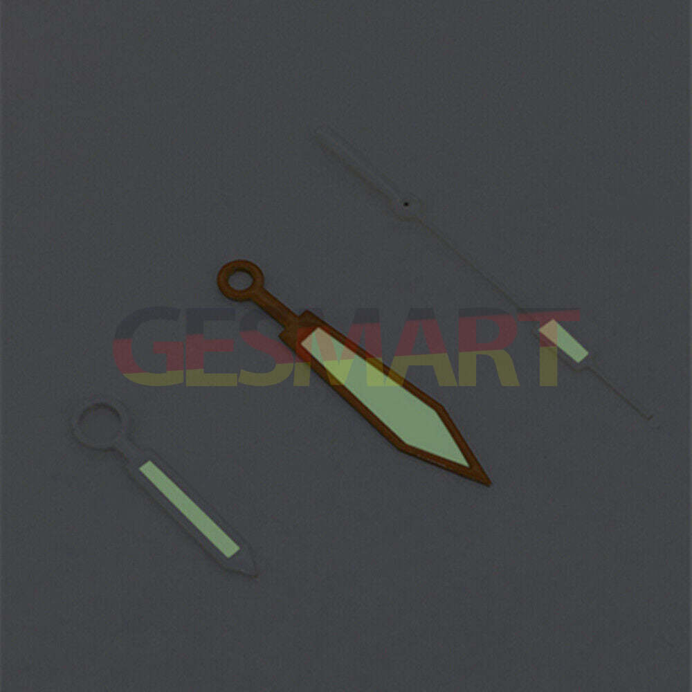 White and orange trim luminous watch hands for Asian 8215/2813/8205 movement, enhancing visibility and style.